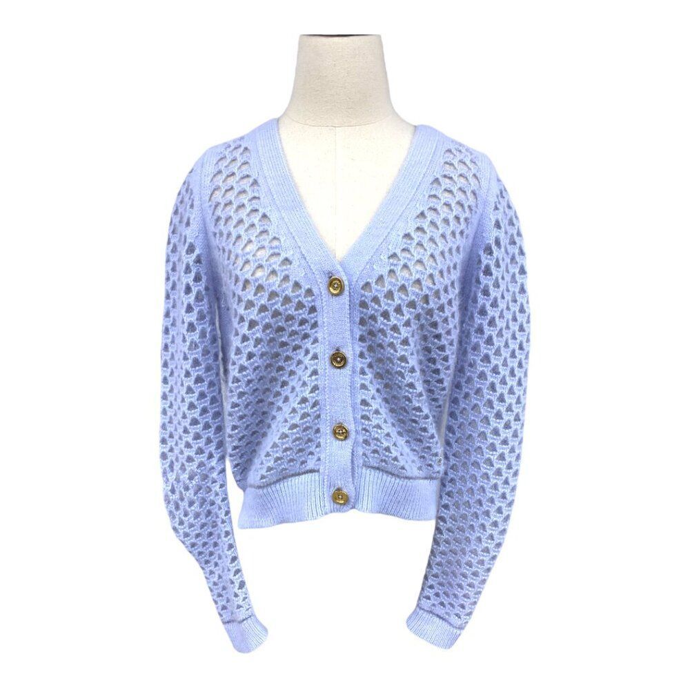 Juicy Couture Open Weave Mesh Rabbit Hair Blend Cardigan Size Small